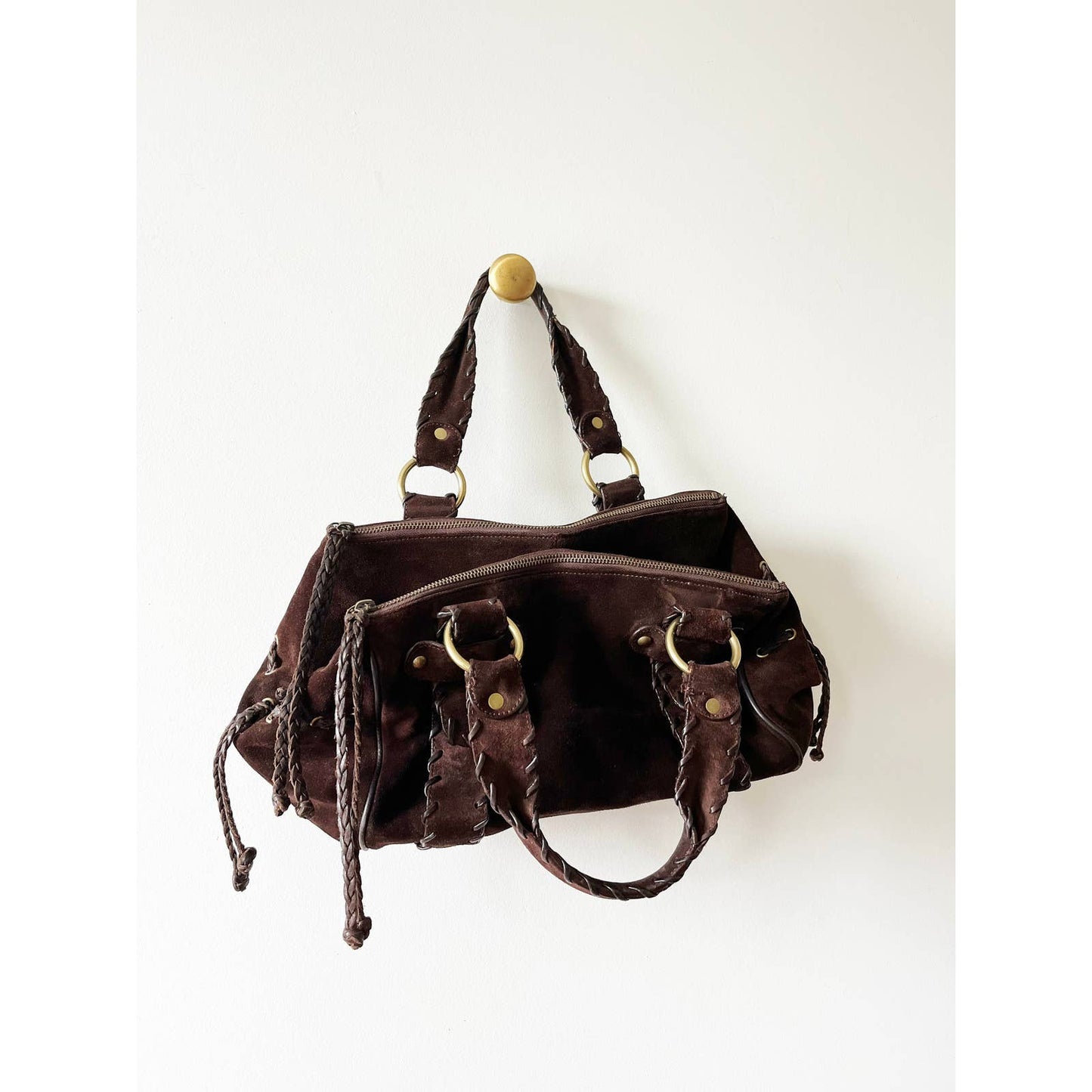 Brown Suede Boho Handbag Shoulder Bag