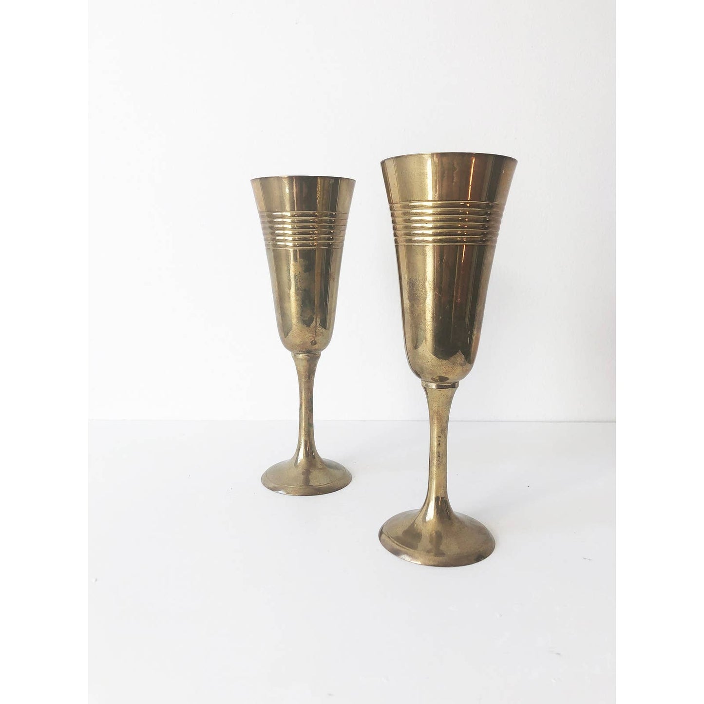 Pair of Brass Champagne Pair of Vintage Brass Glasses