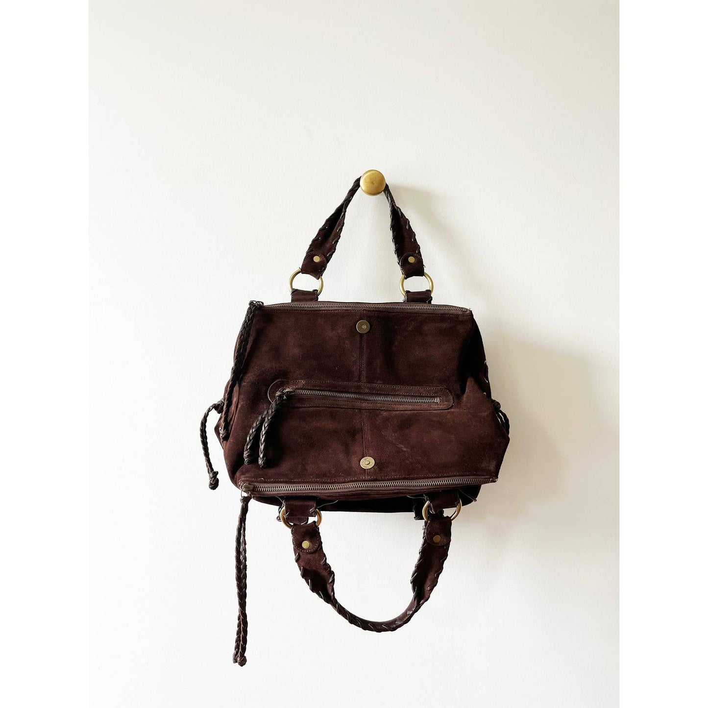 Brown Suede Boho Handbag Shoulder Bag