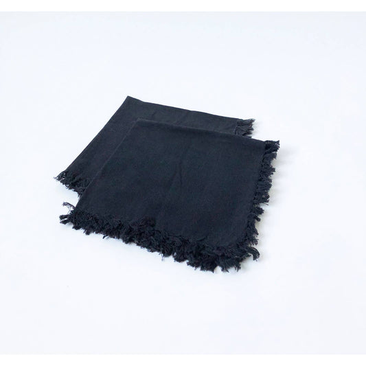 Vintage Set of Black Fringe Tea Towels