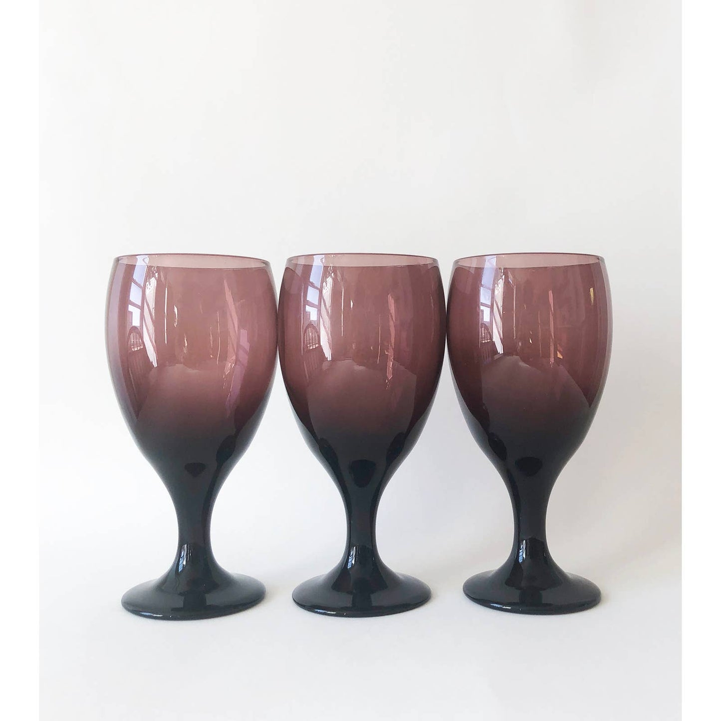 Vintage Purple Glasses | Set of 3 Wine Glasses