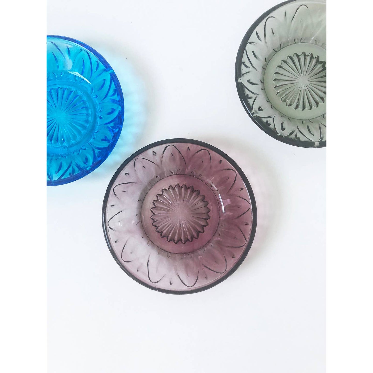 Vintage Colorful Plate Trays - Set of 3 Ring Dishes
