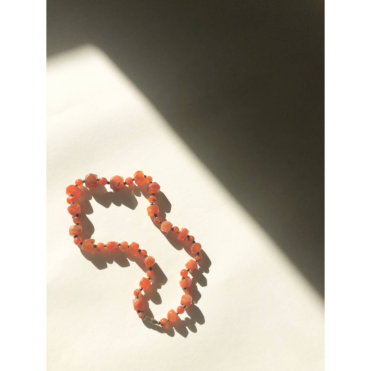 Vintage Beaded Orange Carnelian Stone Necklace